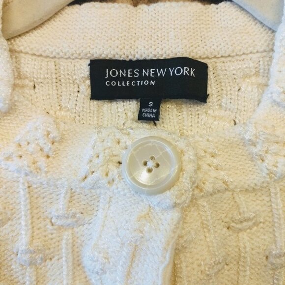 Women's Jones New York Collection Off-White Cardigan Sweater Small - Picture 4 of 8